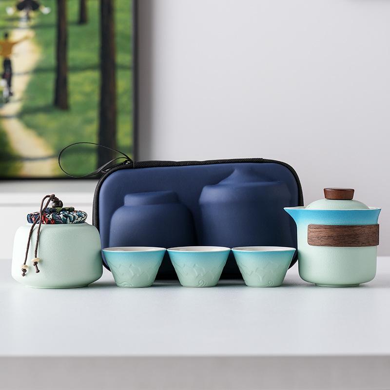 Light Luxury Hand-painted One Pot Three Cups High-end Travel Tea Set Portable Set Teapot Teacup Business Commemorative Gift