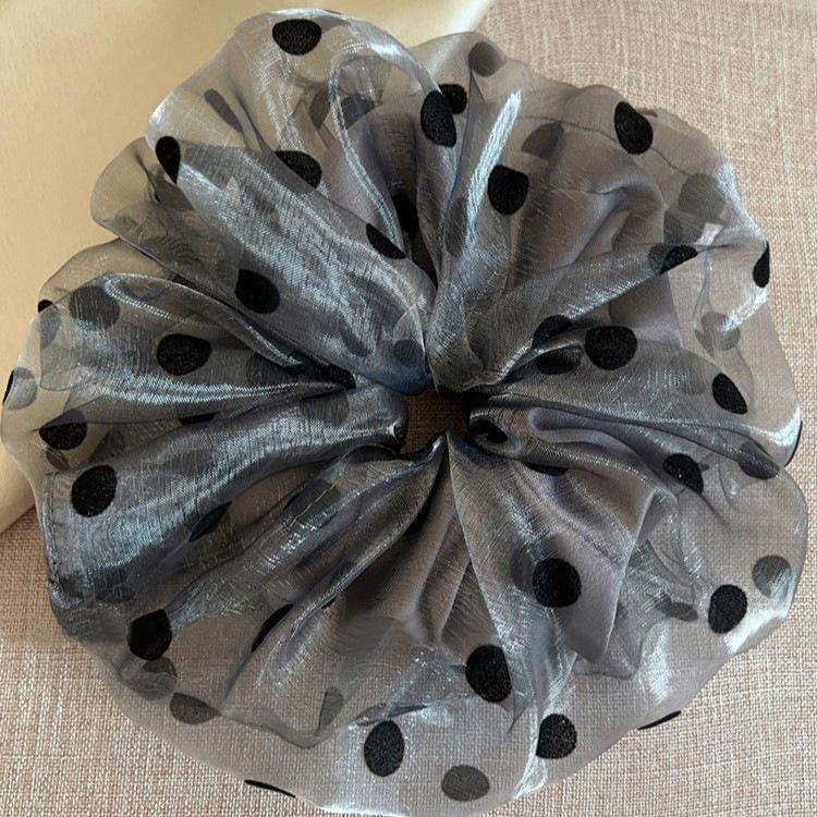 

Органза в горошек резинка для волос «большой кишечник» женская высококлассная двухслойная повязка на голову с завязанным пучком, резинка для волос для конского хвоста, головной цветок, аксессуары для волос, лето