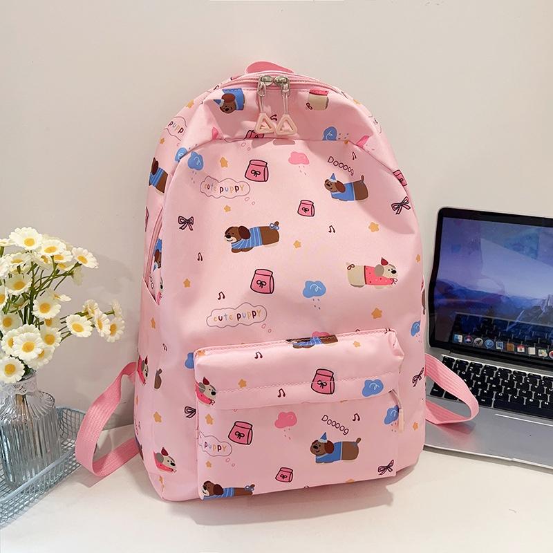 

Cute Cartoon Puppy Dog Print Backpack Large-Capacity Casual Student Schoolbag Delicate Personality Trend Travel Bag Gift розовый