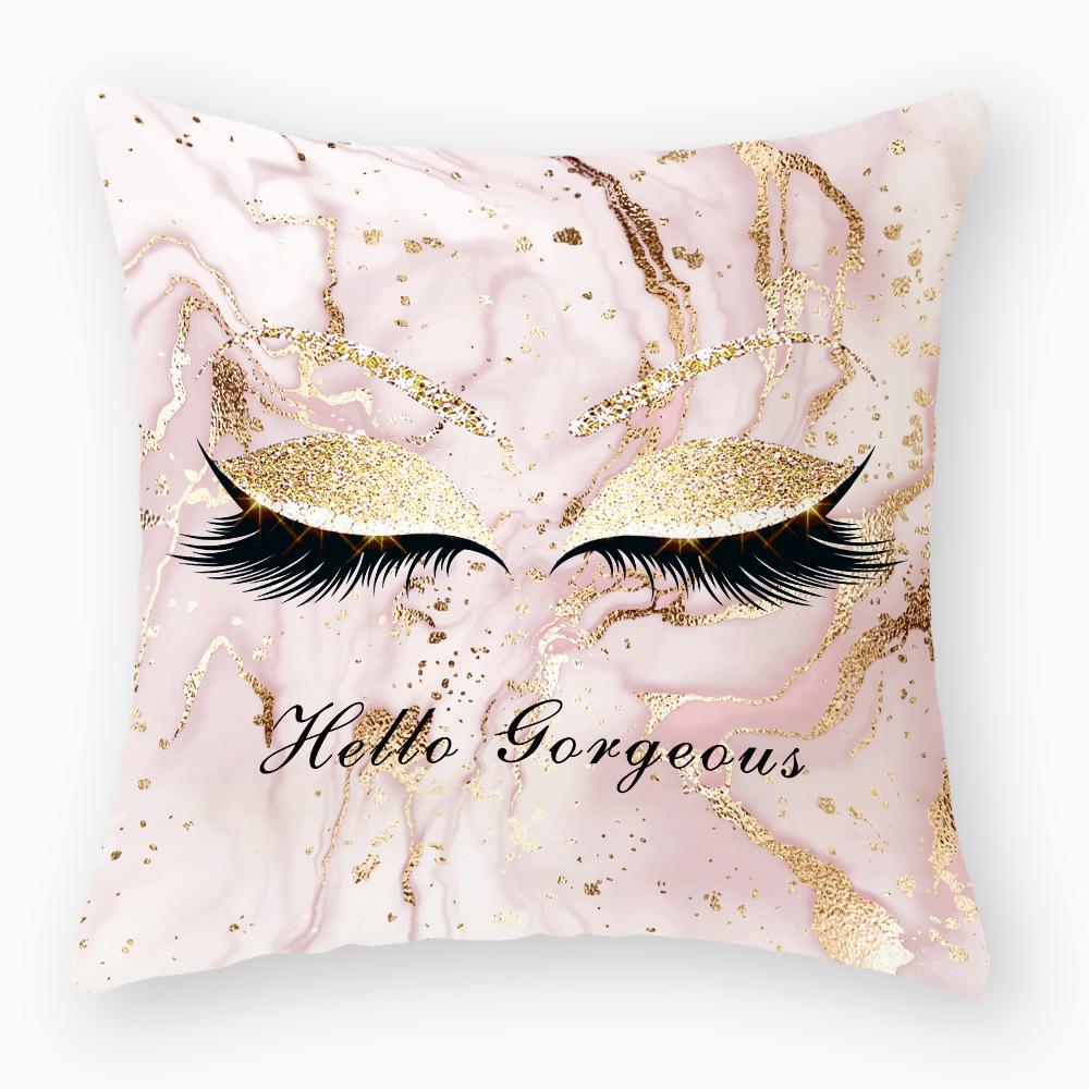 Ins Eyelash Printing Pillowcase Peach Leather Velvet Pillowcase Pillowcase Super Soft Pillowcase Sofa Decoration Pillow