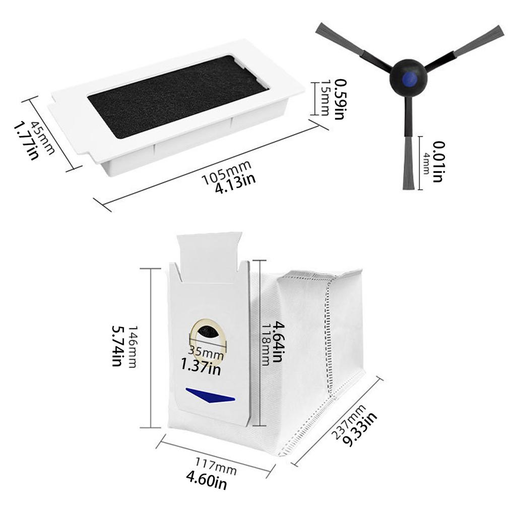 Vacuum Cleaner Mop Pads Vacuum Cleaner Side Brushes Vacuum Accessories Vacuum Cleaner Filters for T30Pro/Max Vacuum