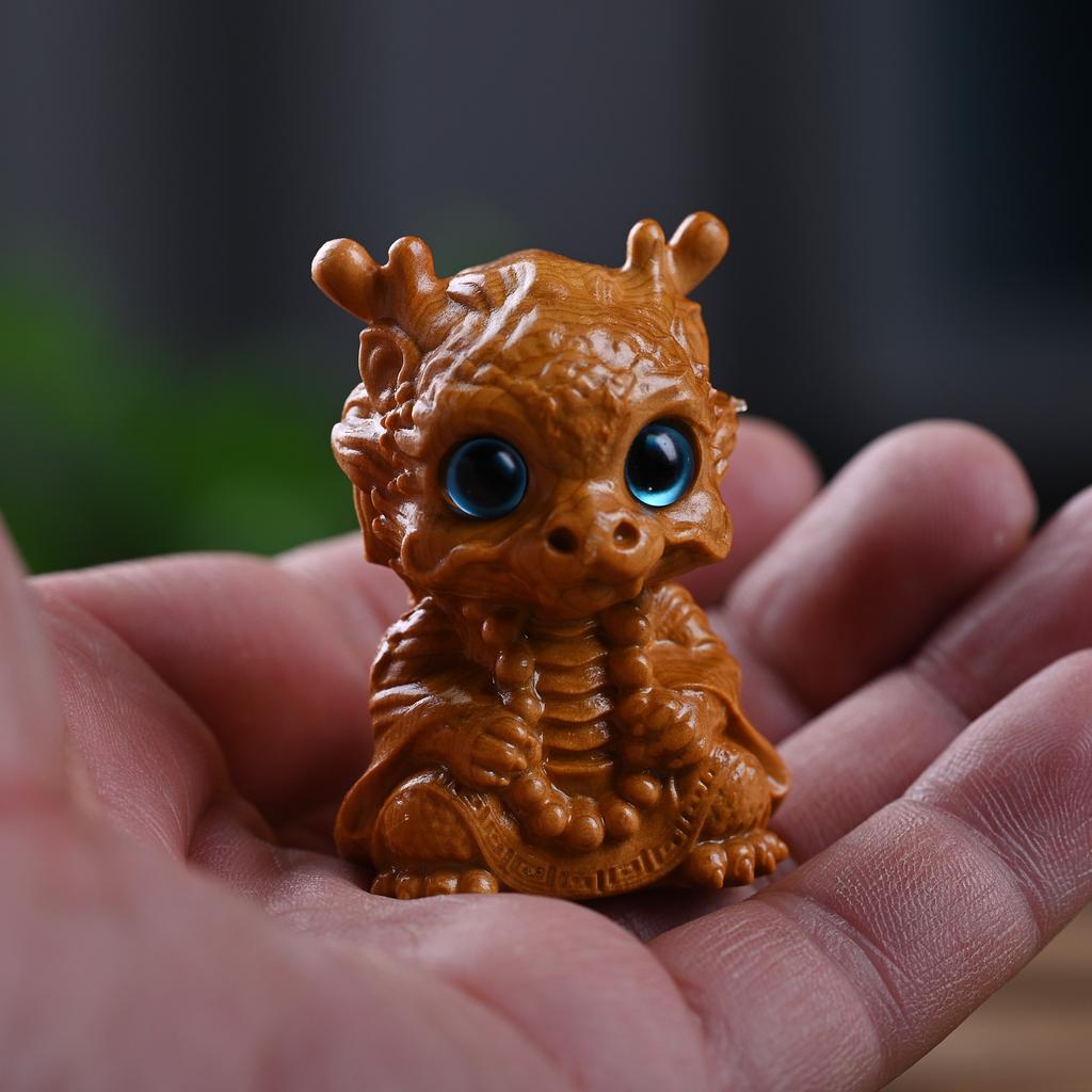 Cliff Cypress Carving New Seated Zen Style Cartoon Zodiac Snake Horse Monkey Dragon Statue Cute Creative Home Desktop Ornament