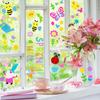 6 Sheets Spring Gel Window Clings,Hello Springs, Flowers, Butterfly Bees, Birds for Spring Decorations, Easter Window Clings Holiday Party