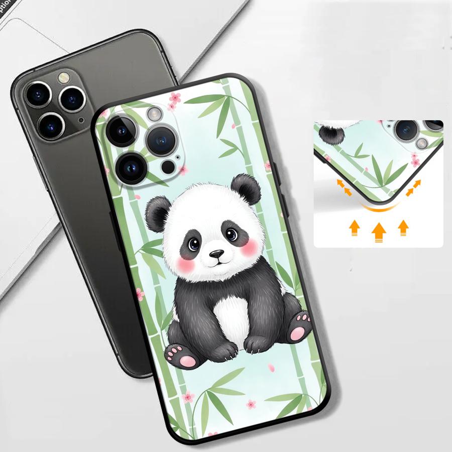 Phone Case for Apple iPhone 17 Pro Max 14 12 15 Pro 7 8 11 17e XR XS MAX 13 Air 16 Funda Phone Cover Cartoon Cute Panda
