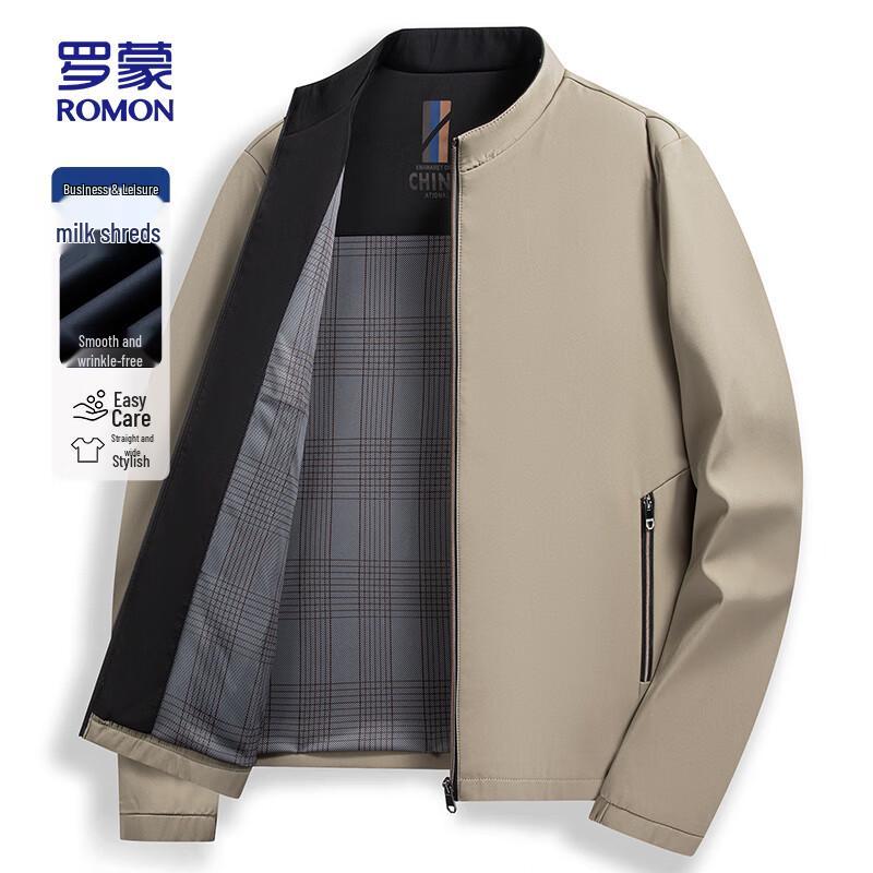 ROMON Men's Milk Silk Stand Collar Jacket
