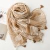 Bohemian Floral Geometric Printed Scarf Thin Breathable Tassel Shawl Windproof Head Wrap Sunscreen Travel Scarf for Women