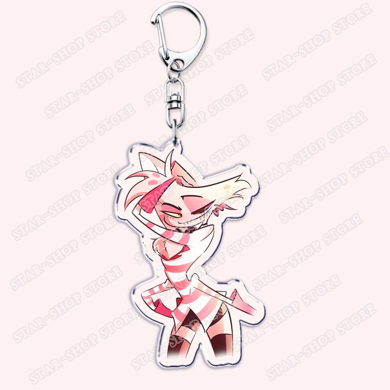 Heiß Populär Anime Cartoon Dämon Figur Schlüsselanhänger für Zubehör Tasche Angel Dust Schlüsselanhänger Ring Schlüsselring Schmuck Fans Freunde Geschenke