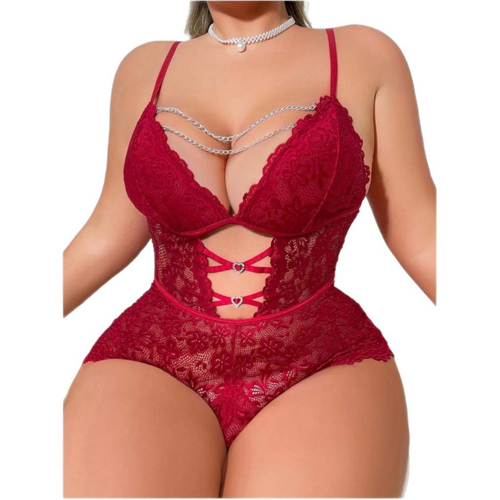 European and American new sex underwear, sexy lace hollowed out pure perspective suspender onesie, sexy suit