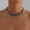 European & American Inlaid Diamond Snake Necklace - Glass Crystal Clavicle Chain with Tassels