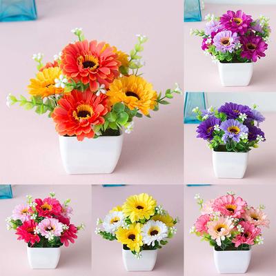 Bonquet Plastic Artificial Flowers Fake Potted Plants Grass Garden Home Decor