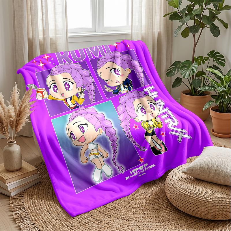 Manta de Flanela Estampada Kpop Demon Hunters Macia Quente Leve Manta para Todas as Estações para Sofá Cama Camping Decoração de Casa Presente de Feriado