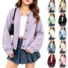 Felpa Cardigan con Bottoni Colorati da Ragazza a Manica Lunga Top Casual