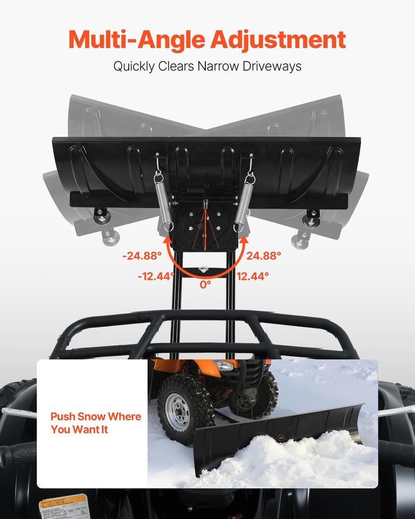 Snow Plow Kit, 122 cm Universal Snow Plow Attachment, Height & Left-Right Adjustable, Quick To Detach, Steel ATV Scrape Blade, 3 Mount Options,