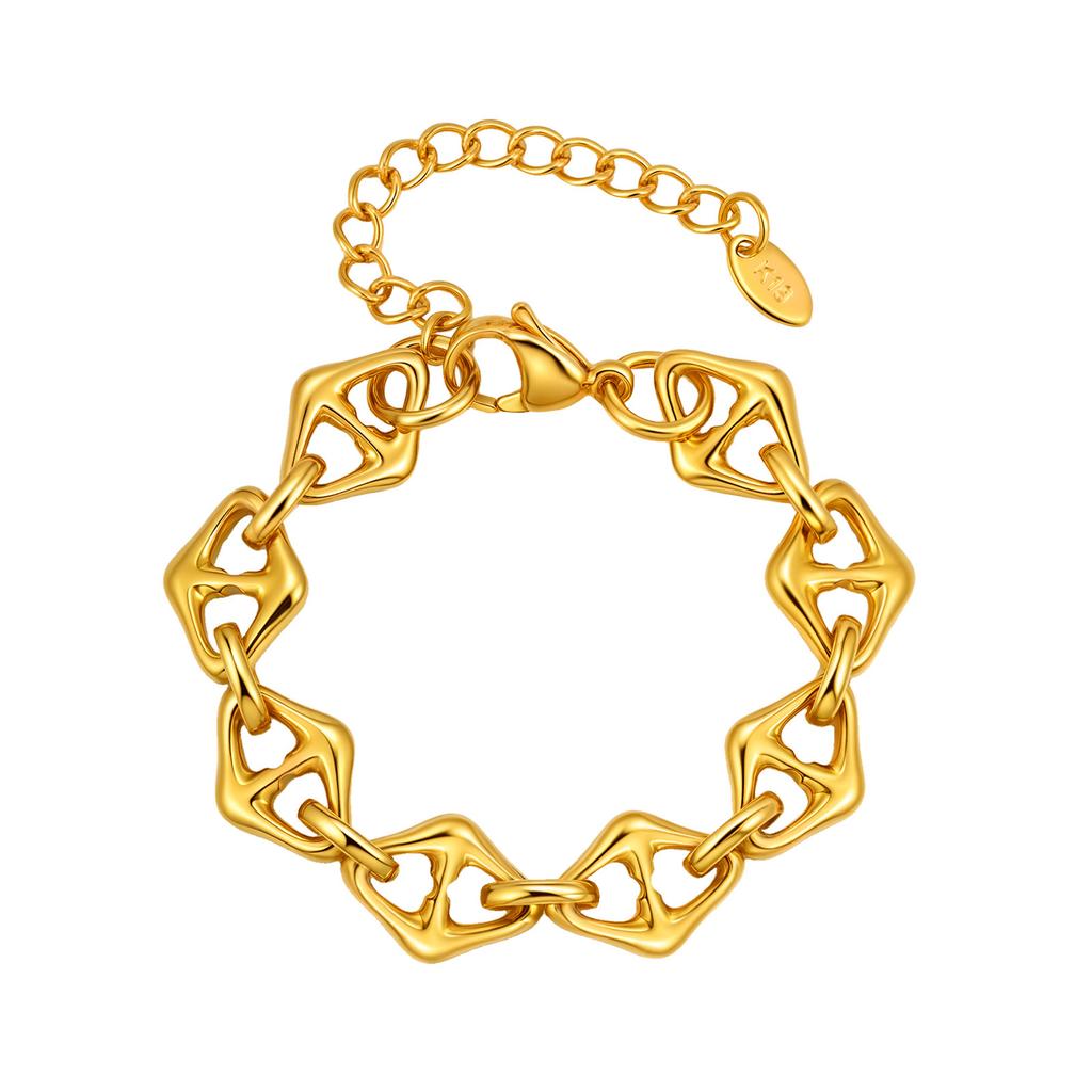 Jewelry Stainless Steel Hydraulic Rhombus Japanese Geometric Gold Bracelet Women