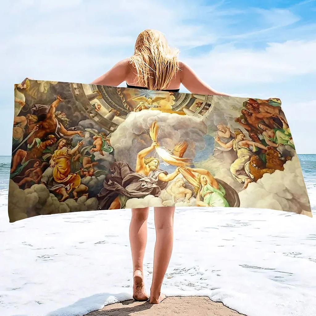 Greek mythology Fluffy Oversized Extra Large Beach Towel Plush Large Pool Towel, Rose Red Striped Quick Dry Swimming Towels