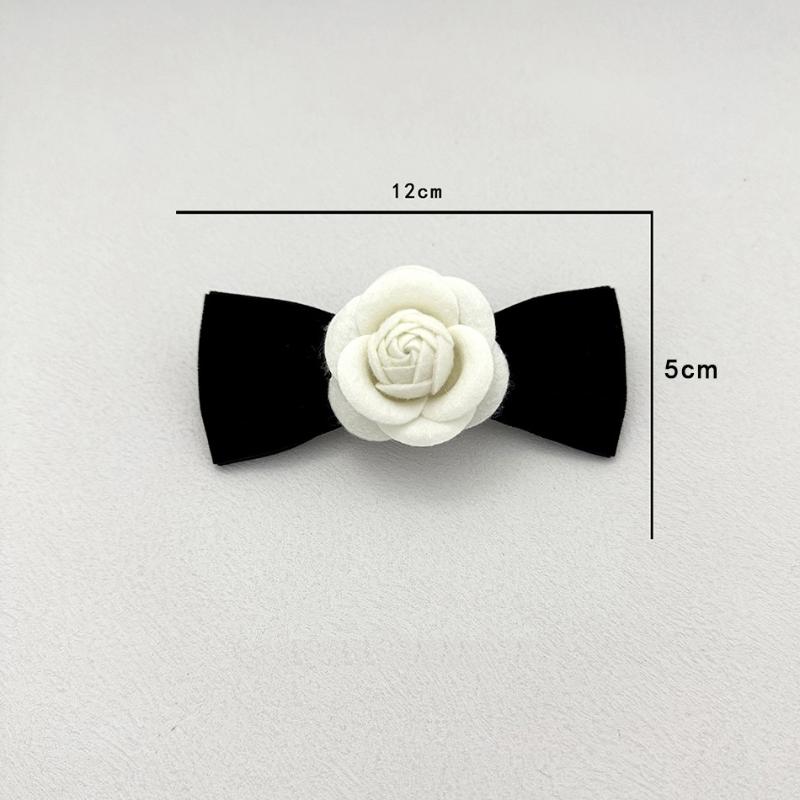 Retro Black Bow Brooches For Women Fabric Camellia Flower Pearl Shirt Collar Pins Corsage Clothing Accessories Jewelry Gifts