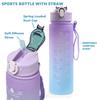 24 Oz Water Bottle with Times To Drink and Straw, Motivational Drinking Water Bottles with Carrying Strap, Leakproof BPA & Toxic