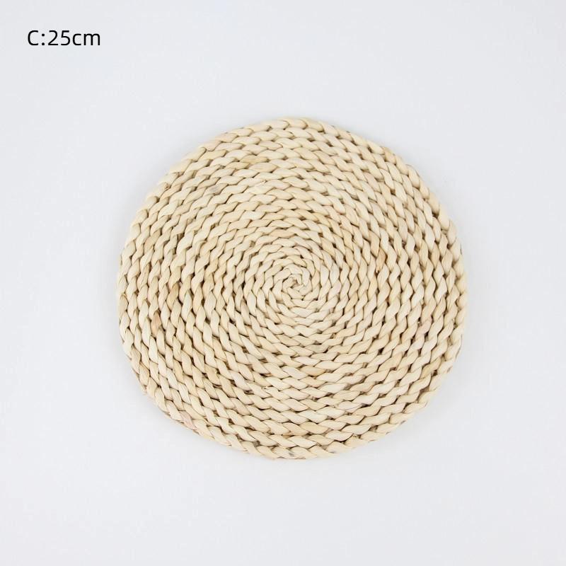 Rattan Straw Placemats Cup Coasters Pad Dining Table Mat Heat Insulation Pot Holder Wicker Drink Coaster Kitchen Accessories