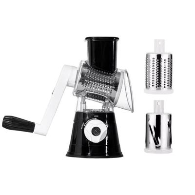 Manuelle Käsereibe Multifunktionaler Rotierender Lebensmittelzerkleinerer Edelstahltrommeln 3 in 1 Manuelle Rotierende Gemüseschneidemaschine Haushalt