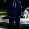 Mens Fleece Hoodie Tracksuit Set Casual Winter Jogging Suit