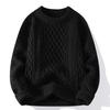 Men's Solid Color Cable Knit Sweater - Casual Mature Style, Round Neck Pullover, Autumn/Winter Collection