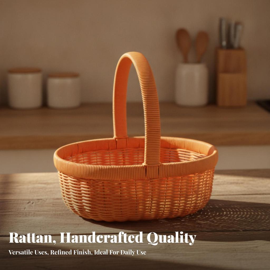 Woven Basket with Handle | Decorative, Oval Shopping Basket, Portable, for