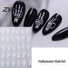Retro Black Nail Stickers Halloween Art Stickers, 3D Embossed Skeleton Hand Pumpkin Bat Professional Salon Accessories Decals, Self-Adhesive Manicure