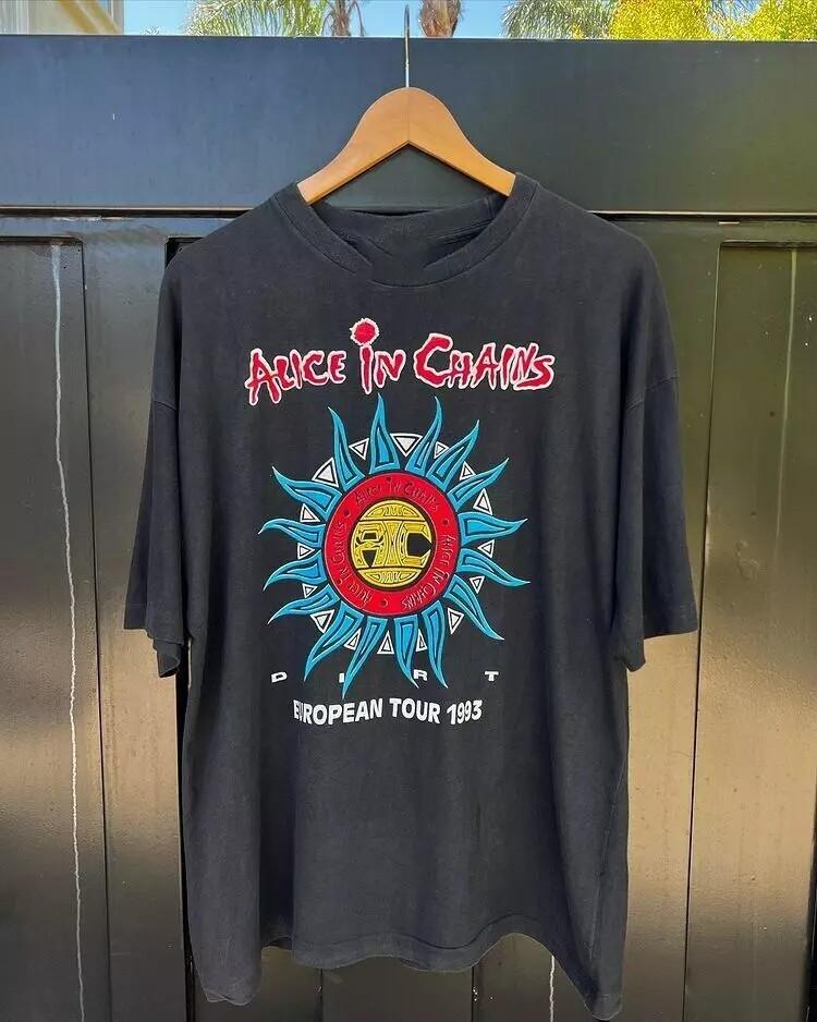 Alice In Chains Tour 1993 Black Short Sleeve Cotton Tshirt All Size S5XL KH6560 S