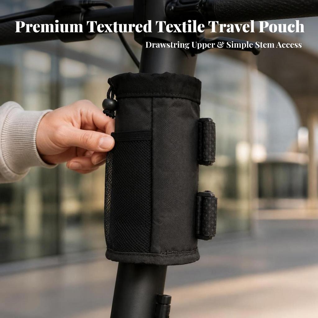 Scooter Handlebar Storage Bag Compact Cup Holder with Mesh Pocket