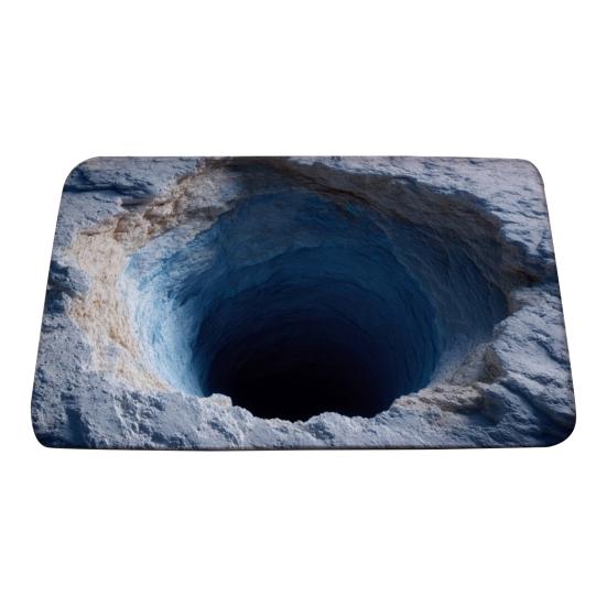 3D Hole Rug Realistic Optical Illusion Rug Funny Bottomless Pit Doormat Absorbent Non-slip Floor Mat for Bathroom Living Room Entryway