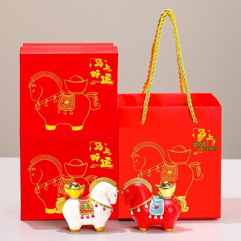 Creative Red Horse Mascot Figurine for Office or Living Room Decoration - Instantly Attracts Wealth