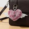 Unique Y2K Themed Fuzzy Keychain With Winged Heart Charm Delicate Keyrings Pendant Accessory For Bags And Keys