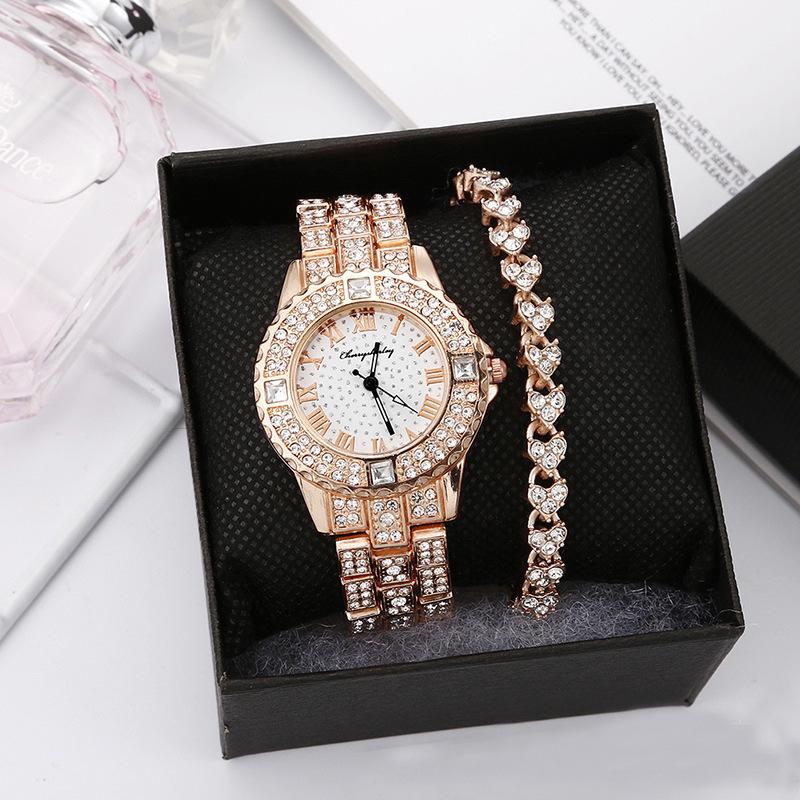 

Роскошный набор часов и браслета с бриллиантами и кварцевым механизмом (2pcs)