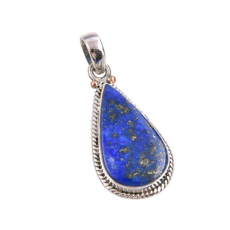 Natural Lapis Lazuli Gemstone 925 Solid Sterling Silver Gift Pendant 1.50" K6E92