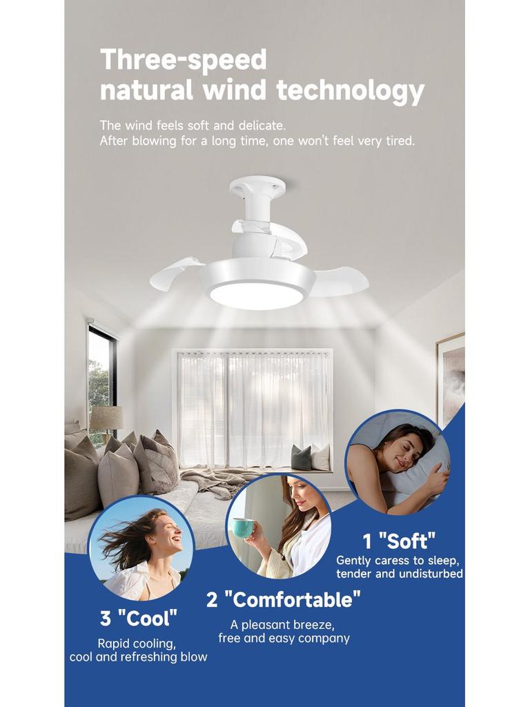 E27 Screw-In Mini Invisible Ceiling Fan Light