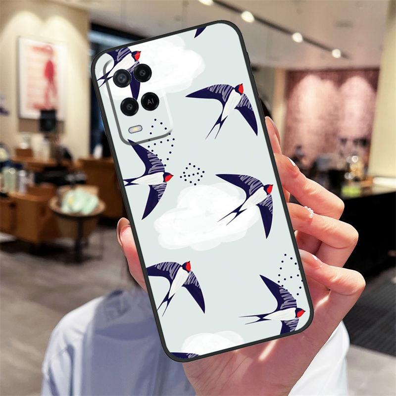 Swallow Collage Pattern Case For Oppo A40 A60 A80 A18 A38 A58 A78 A98 A16 A76 A96 A15 A17 A77 A74 A94 A54 A57S Cover