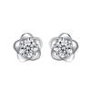 Sterling Silver Plum Blossom Diamond Stud Earrings for Women - Ancient Style, Simple, Versatile, Comfortable for Sleep