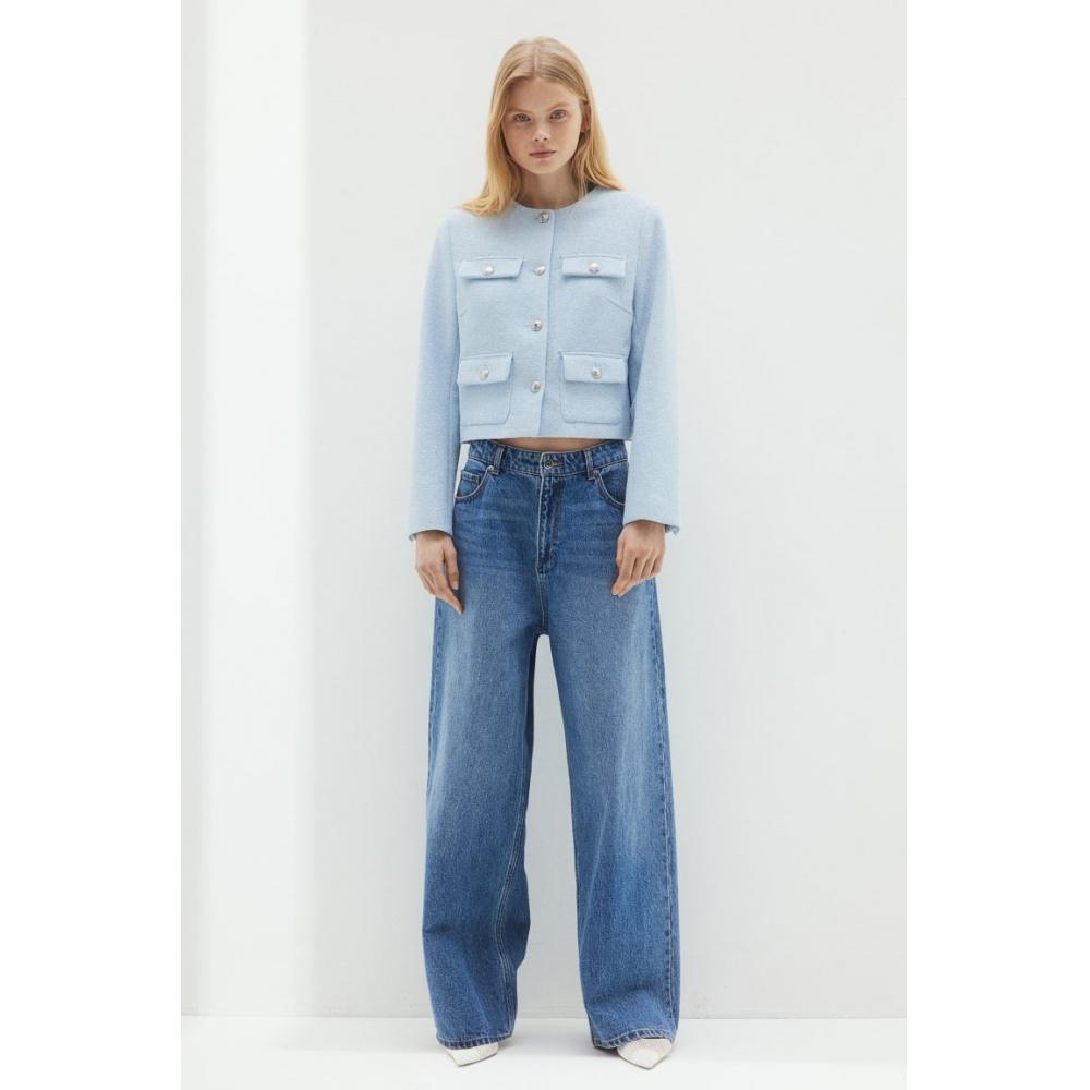

H M textured jacket light blue