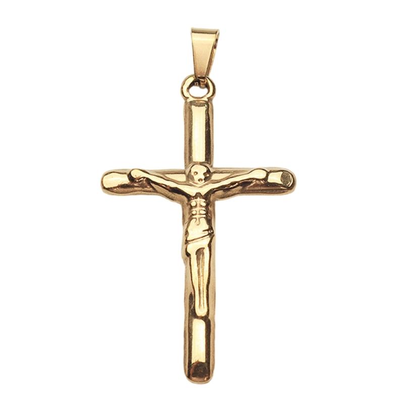 Classical Retro Crucifix Pendant Stainless Steel Men's Jewelry Gold Plated Unisex Faith Necklace Pendant
