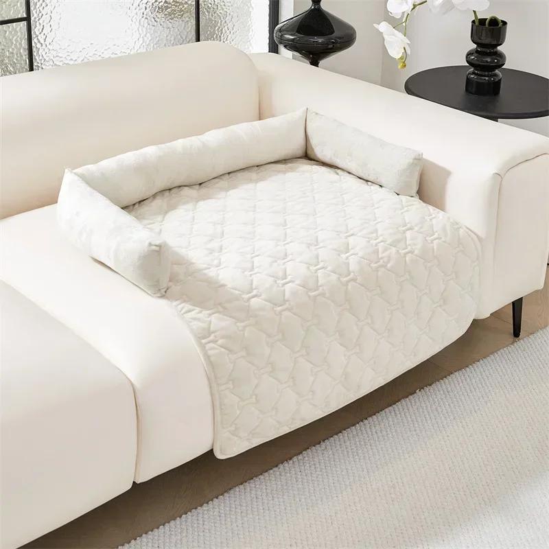 Thick Velvet Pets Pad Sofa Mat Anti-slip Plaid Dog Cat Kennel Couch Slipcover for Living Room Washable Bed Pad Protector Winter