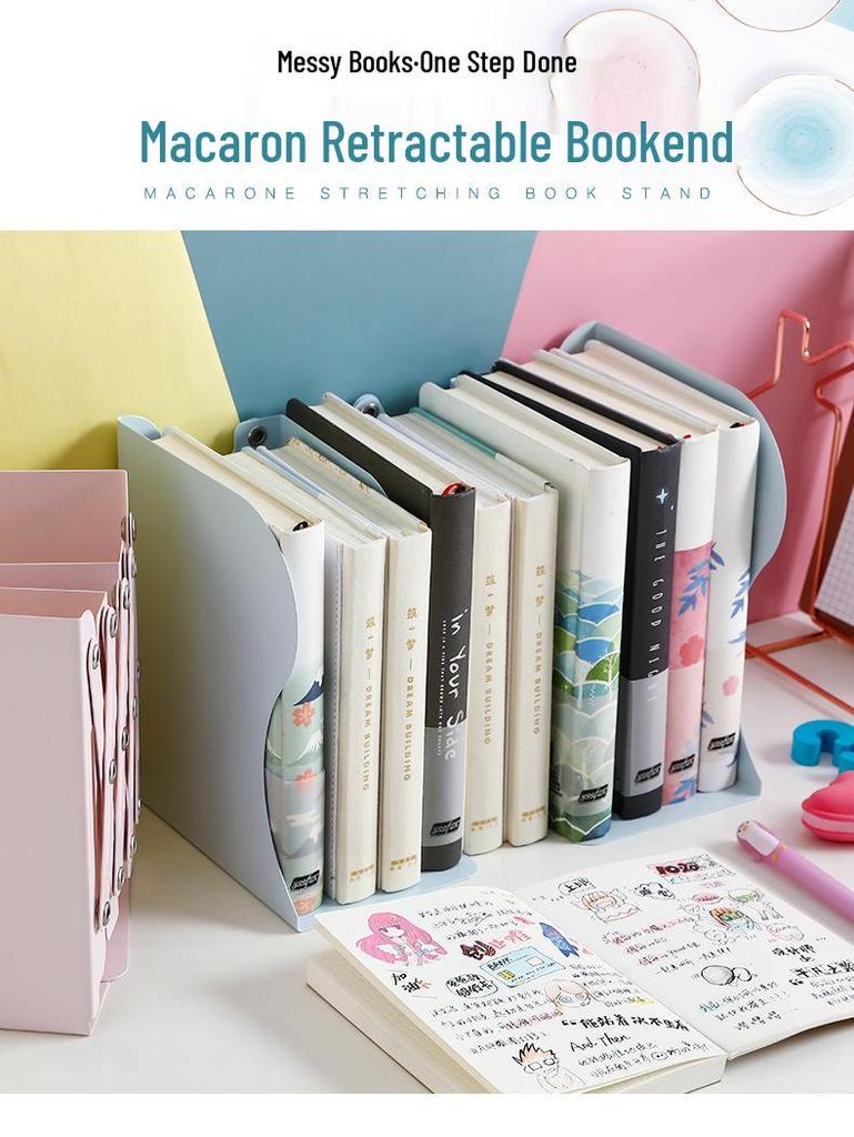 Kaba Bear Retractable Book Stand - Simple Iron Desktop Bookshelf with Macaron Colors
