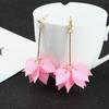 Hängeohrringe für Damen Trendige Rosa Weiße Acryl Blatt Blume Tropfenohrringe Hochzeitsparty Mädchen Brautjungfer Schmuck