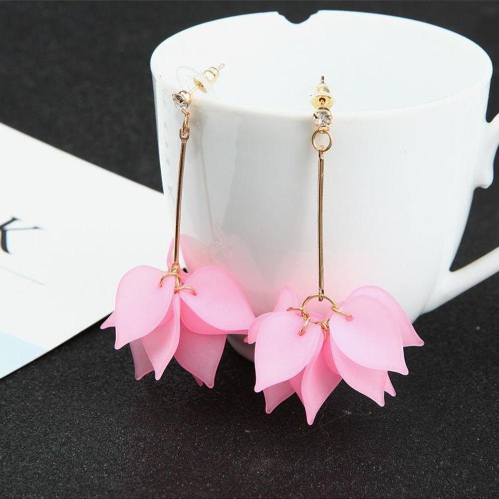 Hängeohrringe für Damen Trendige Rosa Weiße Acryl Blatt Blume Tropfenohrringe Hochzeitsparty Mädchen Brautjungfer Schmuck