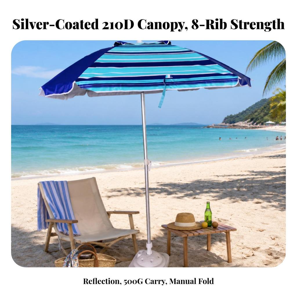 Striped Beach Umbrella Waterproof Sunshade Long-Lasting for Fishing