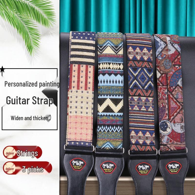 Acoustic & Electric No-Hole Anti-Drop Guitar and Bass Shoulder Strap