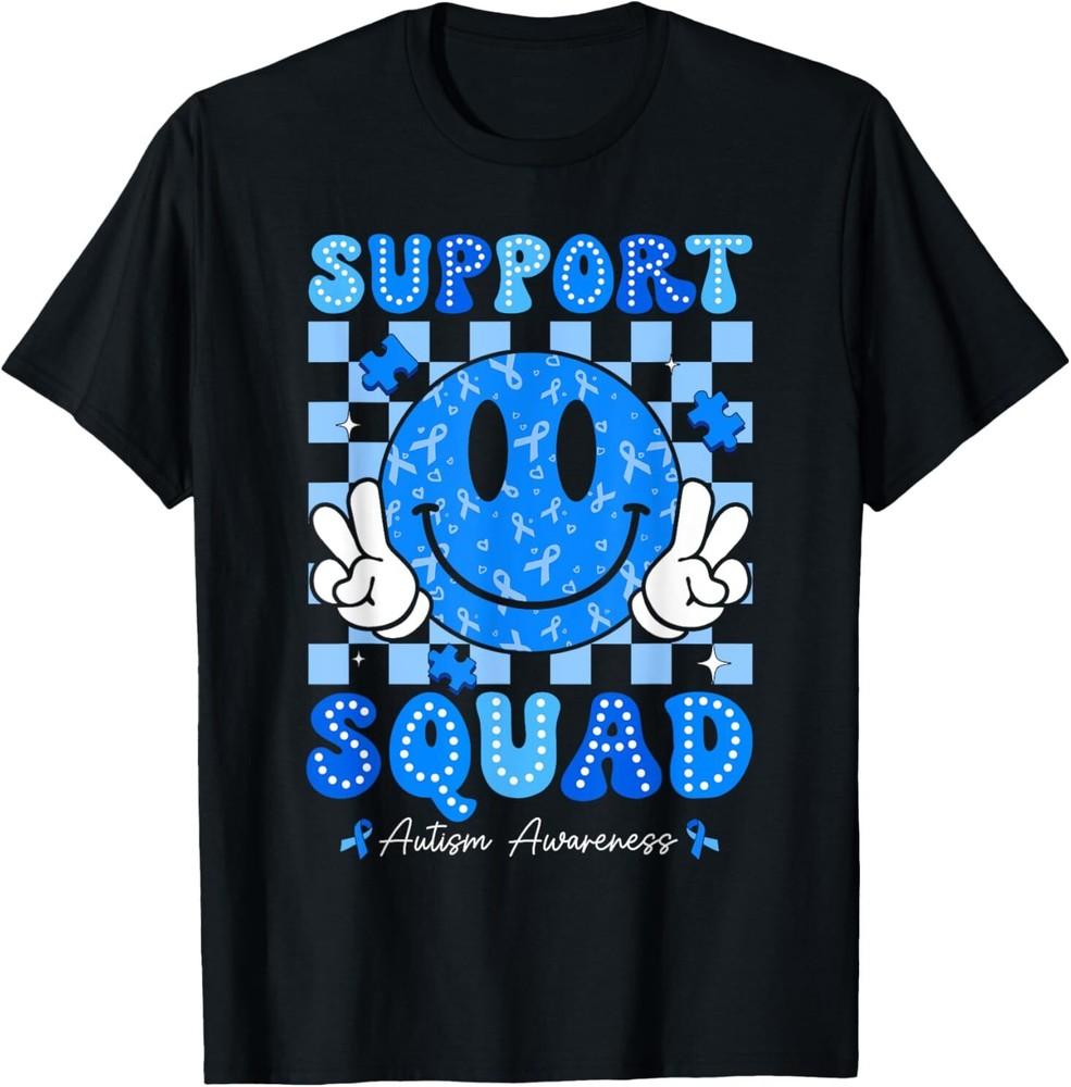 Support Squad Autism Awareness Smile Face Teacher Women Kids T-Shirt Unisex T-Shirt S