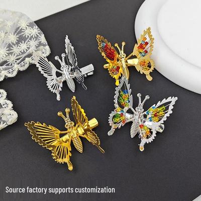 Vintage Butterfly Tassel Hair Clip: Women's Beaded Ancient Style Hair Accessory for Bangs and Side Clips.