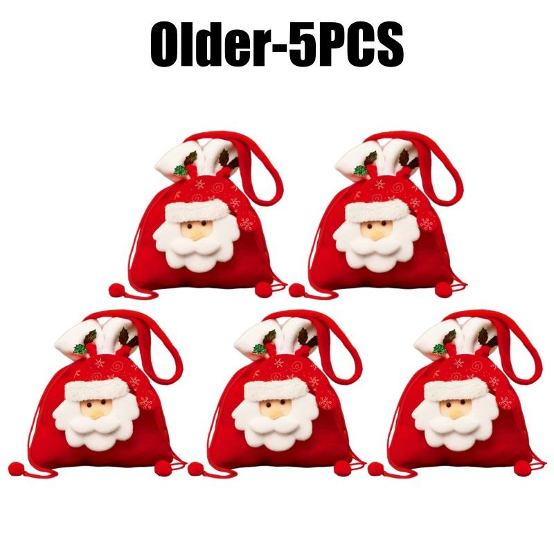 Christmas Apple Bag Reusable Gift Bag Drawstring Handbag for Christmas Eve Candy Favors Treat Pouch Holiday Present Sack