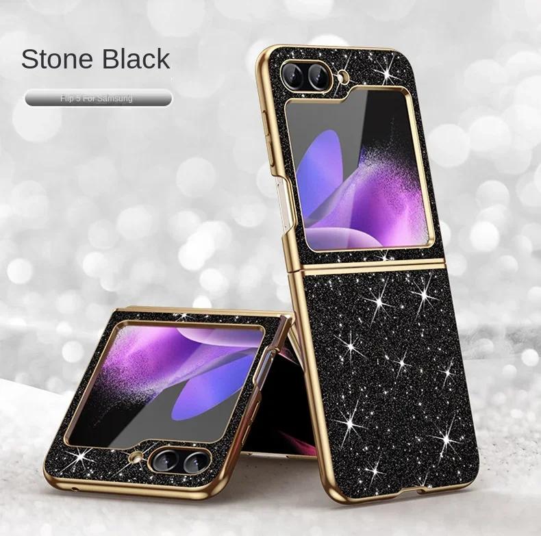 

Plating Bling Glitter Phone Case For Samsung Galaxy Z Flip 7 fe 6 5 4 Flip6 Flip5 Flip7 5G Hard Plastic Protective Cover Galaxy Z Flip5