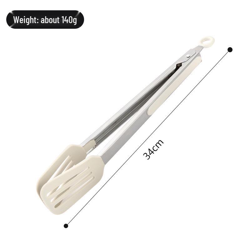 Silicone & Stainless Steel Heat-Resistant Food Tongs with Stand, 9" & 12" for BBQ, Steak, and Bread.